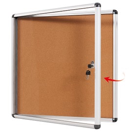 Swansea Enclosed Cork Bulletin Boards Wall-Mounted Noticeboard Protective Display Case for Retail School Apartment 28x26 inch (6xA4)