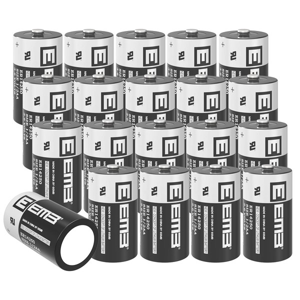 EEMB 20Pack ER14250 1/2AA 3.6V Lithium Battery Li-SOCL₂ Non-Rechargeable Battery XL-050F SB-AA02 LS14250 TL-5902 TL-2150 for Dog Collar Meter Sensor Movement Monitor/Home Security System/Alarm System