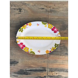Fataco 7.5" x 10" oval premium plastic melamine plate flower V236 (6-piece set)