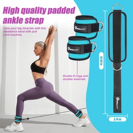 NEALFIT Ankle Strap for Cable Machine, Gym Ankle Cuff for Kickbacks, Leg Extensions, Glute Workouts, Booty Hip Abductors Exercise for Women and Men (Blue, Single)
