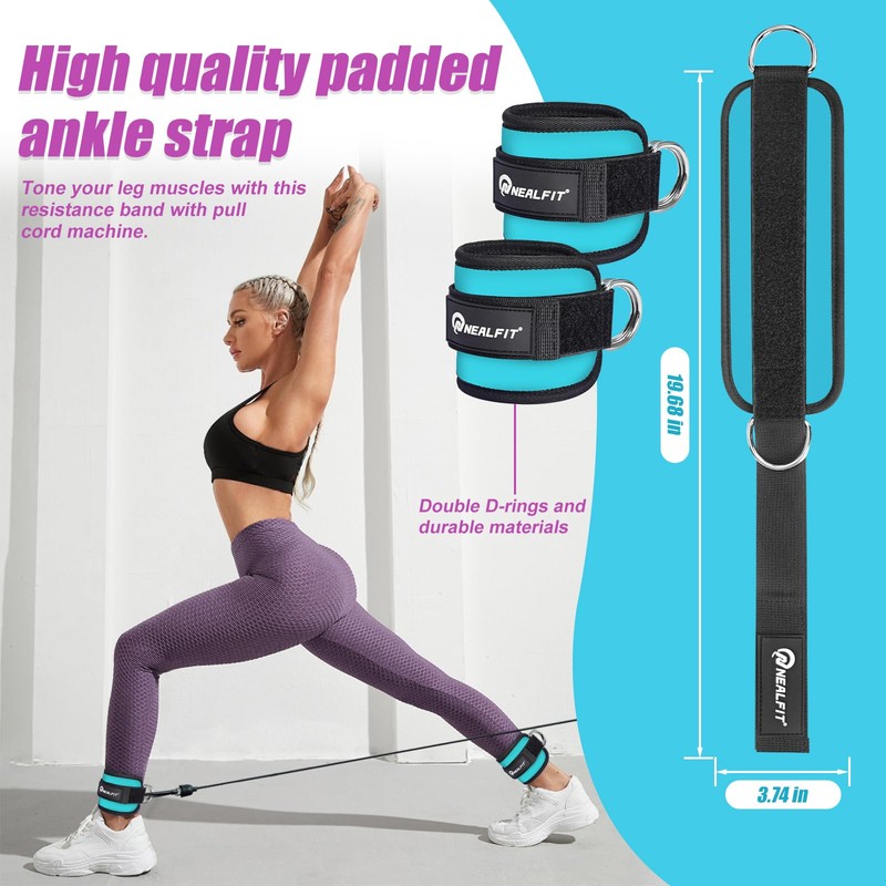 NEALFIT Ankle Strap for Cable Machine, Gym Ankle Cuff for