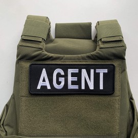 uuKen Embroidery Police Federal Agent Patch Black and White for Security Protection Tactical Vest Jackets (Black and White, Large 8.5"x3")