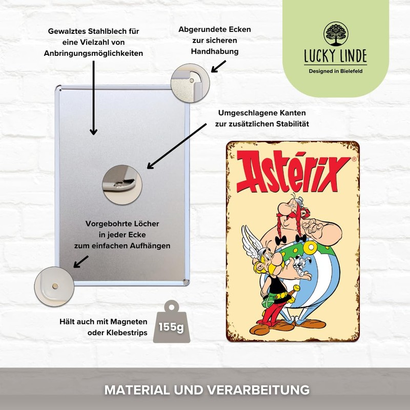 LUCKYLINDE - Retro Tin Sign, Asterix and Obelix, French Cult