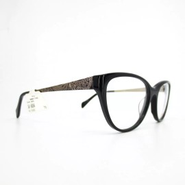 Salsa Eyeglasses Frames SA 6004 BK Black Gold Cat-eye blue 54-17-140