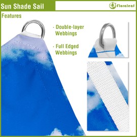 FLORALEAF Waterproof Sun Shade Sail Triangle Blue Sky Cloud 8' x 18' x 19.7' Sunshade Patio Canopy UV Block for Patio Garden Outdoor Backyard