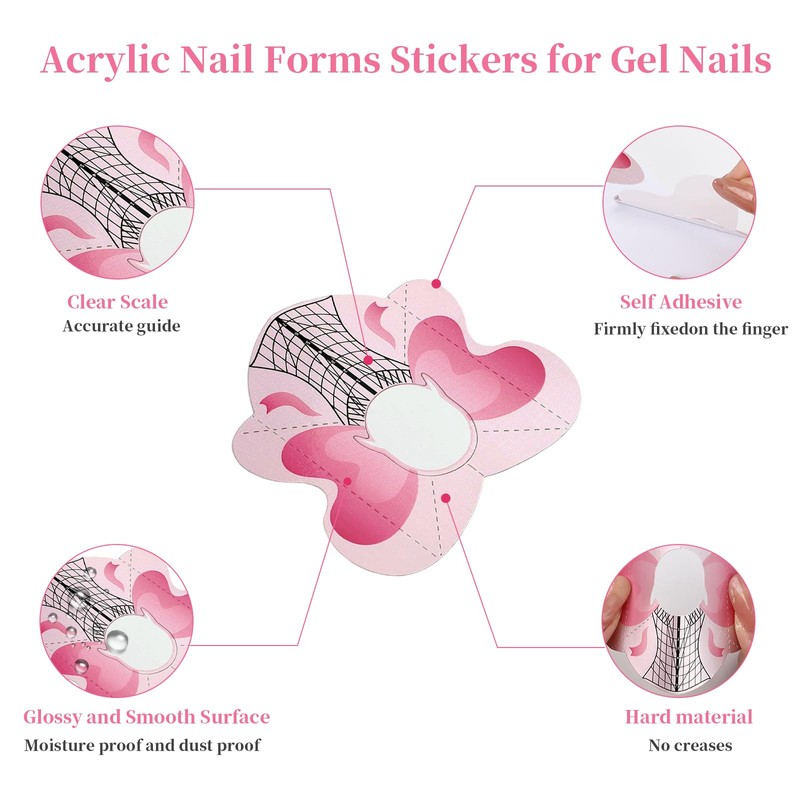 BQAN 100PCS Nail Forms for Builder Gel, Self Adhesive Nail