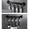 Smallboutique Black Aluminum Utensil Holder Rack, Wall Mounted Hanging Rack