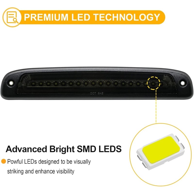 SP 3PCS For Dodge Dakota SLT 1997-2011 LED Third Brake
