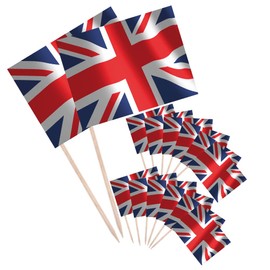 AK Giftshop Union Jack GB Flag Food & Cupcake Picks Toppers Party Decorations King Coronation (pack of 14)