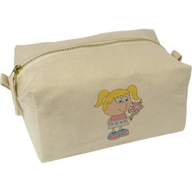 'Little Girl with Flowers' Canvas Wash Bag/Makeup Case (CS00033850)
