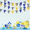 Zwiebeco 39Ft Blue Yellow Plaid Checkered Fabric Bunting Banner Triangle
