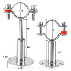 Homend Stainless Steel Wall Mount Ceiling Mount Pipe Support, Adjustable Pipe Bracket Clamp Pipe Straps for Dia 32mm (1-inch) Pipe Tube, Set of 2