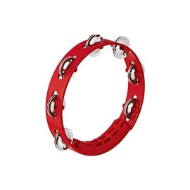 Nino Percussion NINO49R Compact 8" ABS Plastic Handheld Tambourine, Red