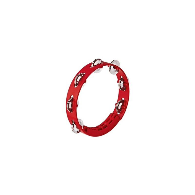Nino Percussion NINO49R Compact 8" ABS Plastic Handheld Tambourine, Red