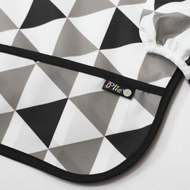 Plie Waterproof Long Sleeve Bibs for Girl or Boy, Toddler 6-24 Months, Essential Must Have for Eating, Feeding - Black Triangle