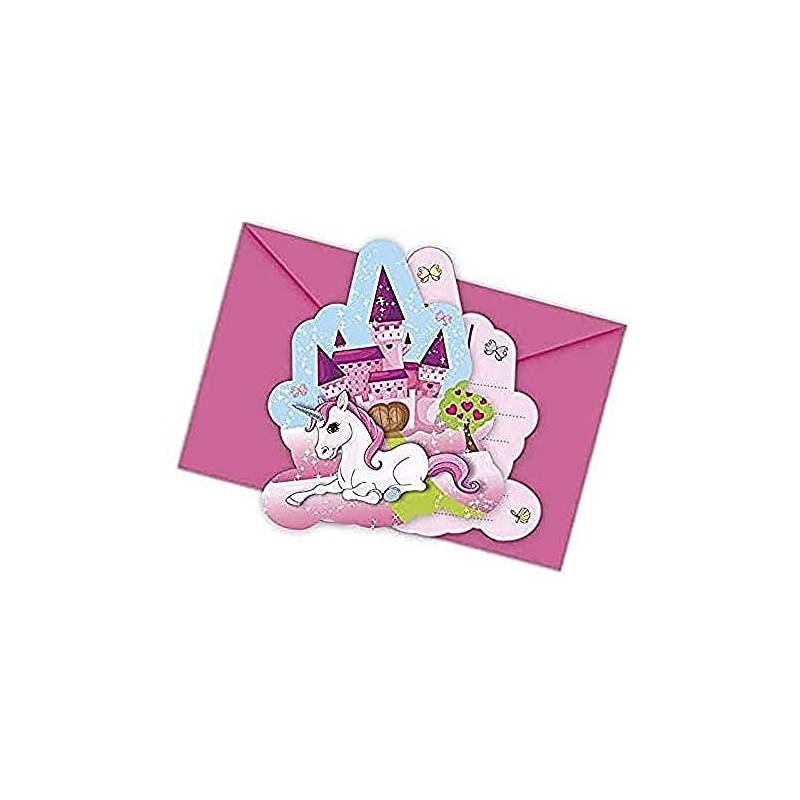Procos 85675 Small Unicorn Die Cut Invites with Envelopes