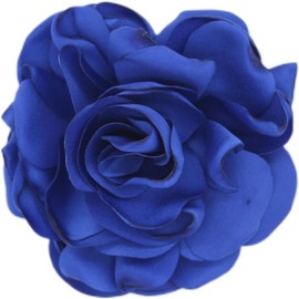 Satin Rose Flower Brooch Pins Dainty Large Camellia Pins Shawl Clips Duckbill Clips for Women Wedding Prom Banquet Party Jewelry-Bright blue