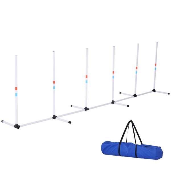 PawHut Adjustable Dog Agility Training Obstacle Set with Weaves Poles and Storage Bag