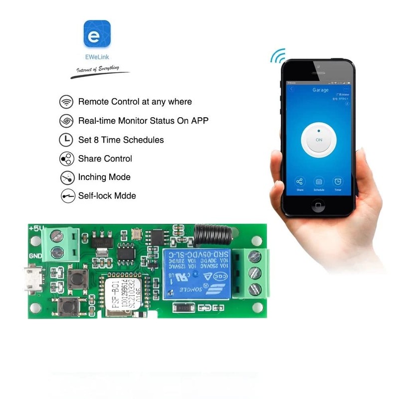 MHCOZY Updated WiFi Wireless Smart Switch Inching Self-Locking Relay Module,Set