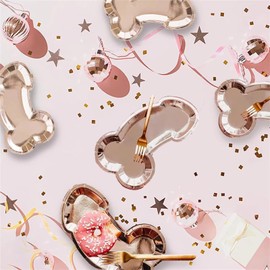 LZGXZF 10 PCS Rose Gold Disposable Party Plates Funny Paper Plates Set Glitter Bachelorette Party Favors Decorations Bridal Showers Bride To Be Supplies Bachelorette Party Decoration Supplies