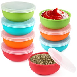Webake 3" Silicone Pinch Bowls for Cooking Prep, 2oz Small Dipping Bowls Sauce Condiment Containers with Lids, BPA Free Set of 8
