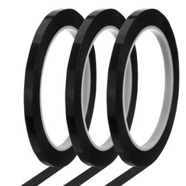 sourcing map Whiteboard Tape 6mm x 66m Pinstripe Graphic Chart Line Grid Marking Tapes for Classroom Office Dry Erase Board Art, Black, Pack of 3