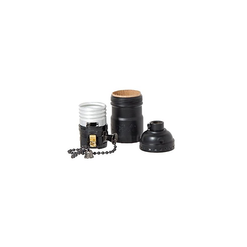 B&P Lamp® Brass Pull Chain Socket, Satin Black Finish, Pull