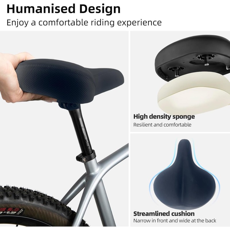 EIRONA Oversized Bike Seat - Comfortable Universal Bicycle Saddle -
