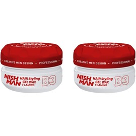 Nishman Hair Styling Wax for Men, B3 Flaming, Red150 ml | Edge Control | Ultra High Strong Hold | Hair Clay Aqua Wax (2 Pack)