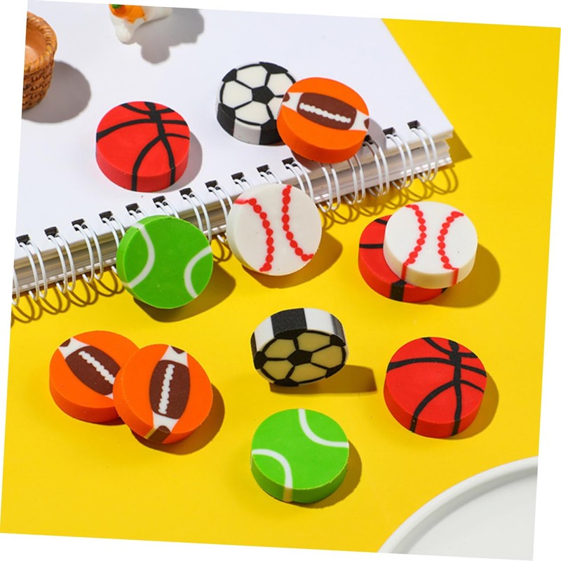 SAFIGLE 90 PCS Multifunctional Erasers Delicate Sports Ball Erasers Portable