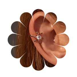 Inilbran Boho Crystal Snowflake Ear Cuff Earrings Vintage Snowflake Flower Clip On Earrings Gold CZ Snowflake Cartilage Clip Earrings Snowflake No Piercing Earrings Jewelry for Women and Girls