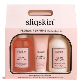 Sliqskin Floral Perfume Moisture Body Set, Body Care Trio, Hydration, Long-lasting scent, Gift Set, Cherry Blossom Extract