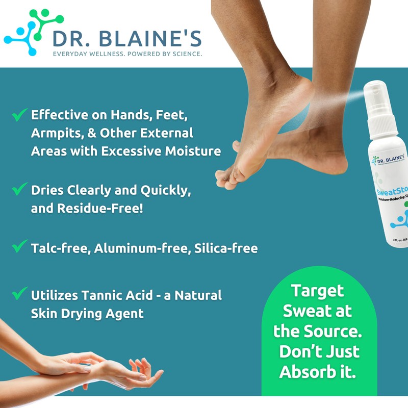 Dr. Blaines SweatStop - Extra Strong Plant-Derived Hyperhidrosis, Sweaty Hands