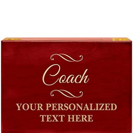 Crown Awards Coach Rosewood Humidor Gift, Customize with Your Own Text Engraving Prime