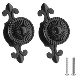 2 pcs Premium Cupboards Knobs,Vintage Round Drawer Knobs,Cupboard Handles Door Pull Handles with Screws for Wardrobe Furniture (Single Hole) (Black)