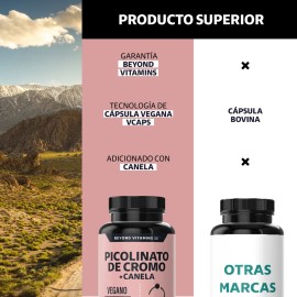 Picolinato Cromo Canela Tecnología Cápsulas Veganas Vcaps Vitaminas Mujer Hombre Cápsula Diaria