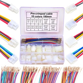 Yoeruyo Molex 5557 4.2mm Male & Female Extension Connector Kit with 20AWG Premium Pre-Crimped Cables, Molex Mini-Fit Jr Dual row 2*1/2/3/4/5/6Pin Housing with length of 180mm Wire (MX4.2-MF-180 Kit)