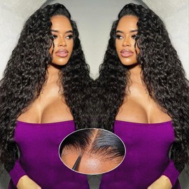 Wear and Go Glueless Wigs Human Hair Pre Plucked Pre Cut Water Wave Lace Front Wigs Human Hair 13X4 HD Lace Frontal Wig Human Hair for Black Women 180% Density Glueless Wig 22 Inch Bleached Knots