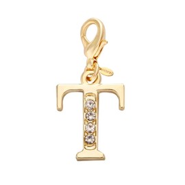 SENFAI Gold Plated 26 Alphabet English Letters Crystal First Initial Name Charms for Bracelet,Necklace,Zipper Puller (T1)