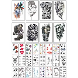 Womaha 32 Sheets Women Temporary Tattoos for Adults and Kids Matte Temporary Tattoo Set