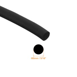sourcing map Foam Rubber Weather Seal Strip, 8mm(5/16") Diameter 8 Meters (26.24Ft) Long Round EPDM Rubber for DIY Gasket, Warehouse, Pads, Foam Tubing, Crafts