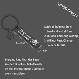 Lywjyb Birdgot The Lion King Gift Animal Kingdom Gift Simba Gift Lion King Fan Inspired Gift Encouragement Gift I Laugh in the Face of Danger Keychain (laugh in the face black)