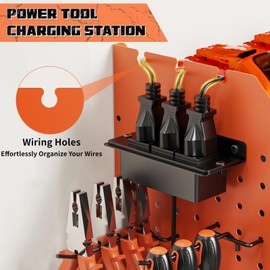 Xankzi Power Tool Organizer with Charging Station Wall Mount, 3 Layer Expanded Heavy Duty Garage Organization, 45.5 Inch Length Garage Tool Storage, 8 Drills, 2 Assemble Method, Orange