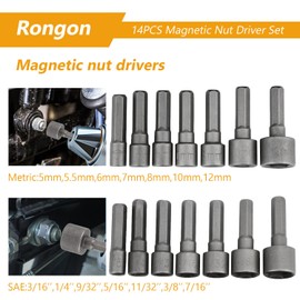 Power Nut Driver Drill Bit Set of 14 Pcs Metric Socket Wrench Screw 1/4 Inch Hex Bits Adapter