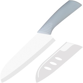 Rynal Ceramic Knife - 7 inch Chef's Santoku Knife - Sharp Ceramic Kitchen Knife with Sheath Cover