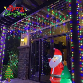 YEGUO 400 LED Christmas Lights Outdoor Waterproof, 33ft 80 Drops Christmas Icicle Lights Indoor, 8 Modes Icicle Xmas Lights with Memory（Multicolor）
