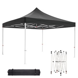 Garvee 10x10 Pop Up Canopy, Outdoor Canopy Tent, Heavy Duty Shelter with Roller Bag and PU Coating All Season Sun Shelter for Events, Parties, Camping,Black