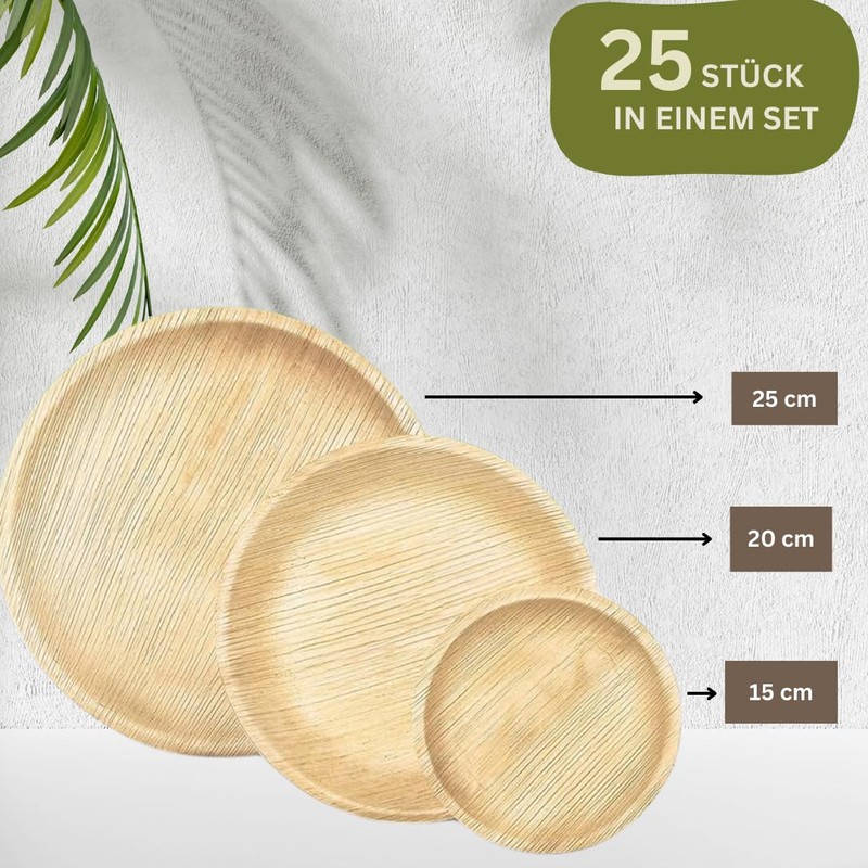 Greenkaufen 15 cm Pack of 25 Premium Organic Round Palm