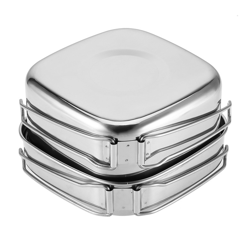6Pcs Portable Stainless Steel Cookware Set Camping Picnic Outdoor Pan