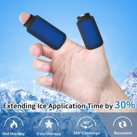 ThreeH 2Pcs Finger Ice Pack Reusable Hot Cold Therapy Gel Ice Sleeves for Arthritis Finger Toe Injuries Tendonitis and Swollen Finger,Black